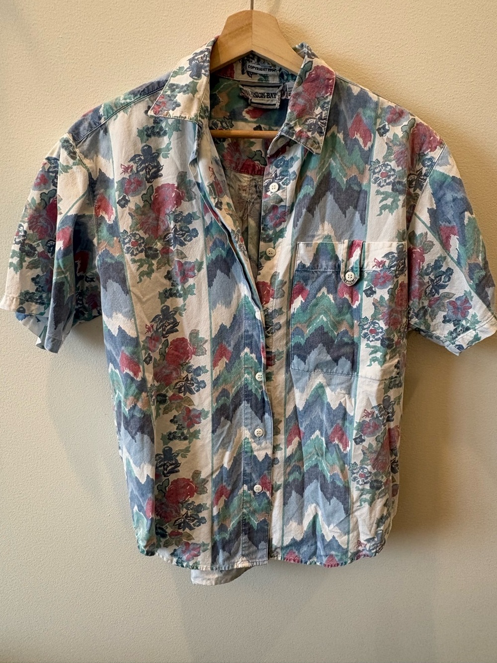 Vintage Western Floral-Pattern Short Sleeve Shirt - Multicolor